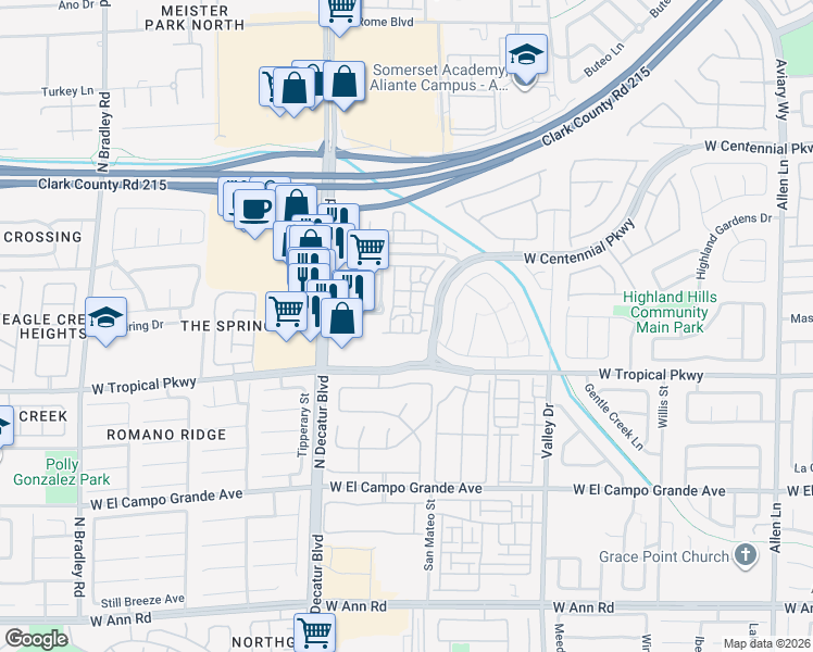 map of restaurants, bars, coffee shops, grocery stores, and more near 6040 Emma Bay Court in North Las Vegas