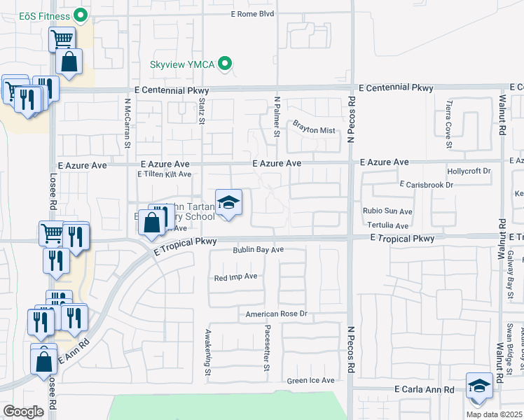 map of restaurants, bars, coffee shops, grocery stores, and more near 6035 Eganridge Court in North Las Vegas