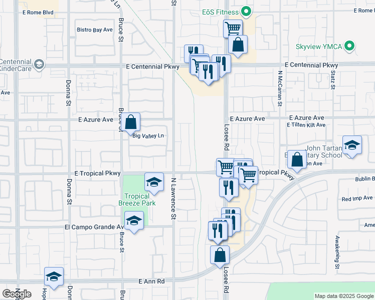 map of restaurants, bars, coffee shops, grocery stores, and more near 6059 schmidt st in North Las Vegas