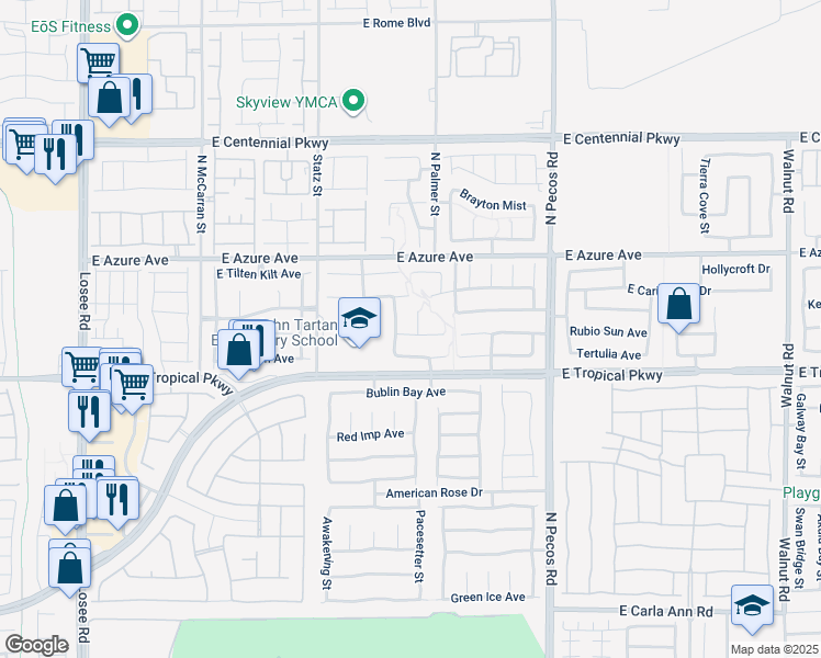 map of restaurants, bars, coffee shops, grocery stores, and more near 6035 Eganridge Court in North Las Vegas