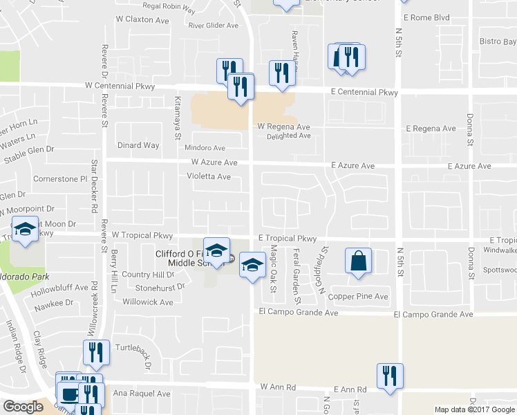 map of restaurants, bars, coffee shops, grocery stores, and more near 6041 Copper Lakes Street in North Las Vegas