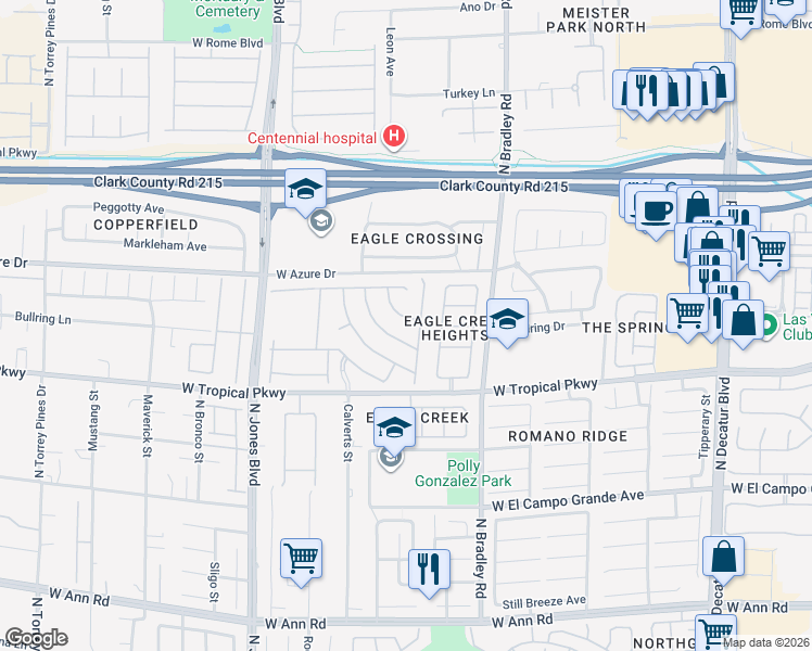map of restaurants, bars, coffee shops, grocery stores, and more near 6117 Rum Runner Drive in Las Vegas