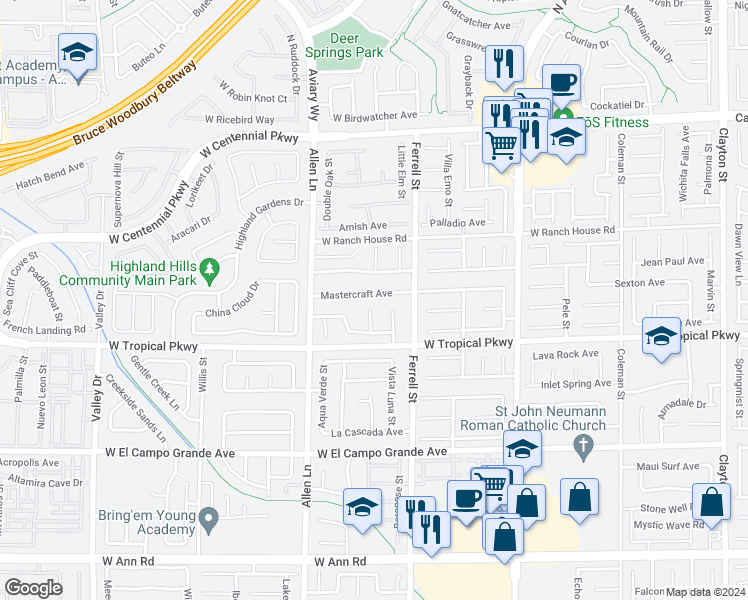 map of restaurants, bars, coffee shops, grocery stores, and more near 3413 Mastercraft Avenue in North Las Vegas