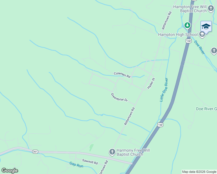 map of restaurants, bars, coffee shops, grocery stores, and more near 208 Mountain View Circle in Hampton