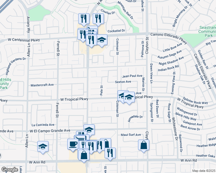 map of restaurants, bars, coffee shops, grocery stores, and more near 6024 Pele Street in North Las Vegas