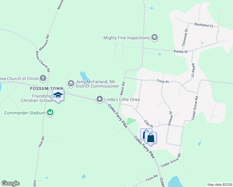 map of restaurants, bars, coffee shops, grocery stores, and more near 128 Mann Road in Lebanon