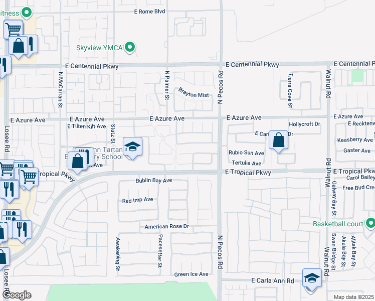 map of restaurants, bars, coffee shops, grocery stores, and more near 3324 East Palatine Hills Avenue in North Las Vegas