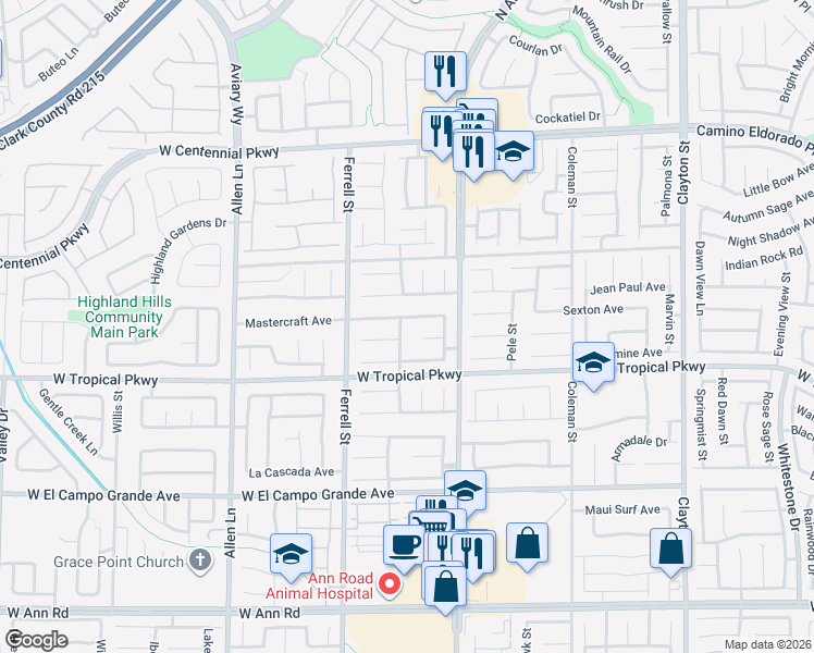 map of restaurants, bars, coffee shops, grocery stores, and more near 6042 Chris Craft Street in North Las Vegas
