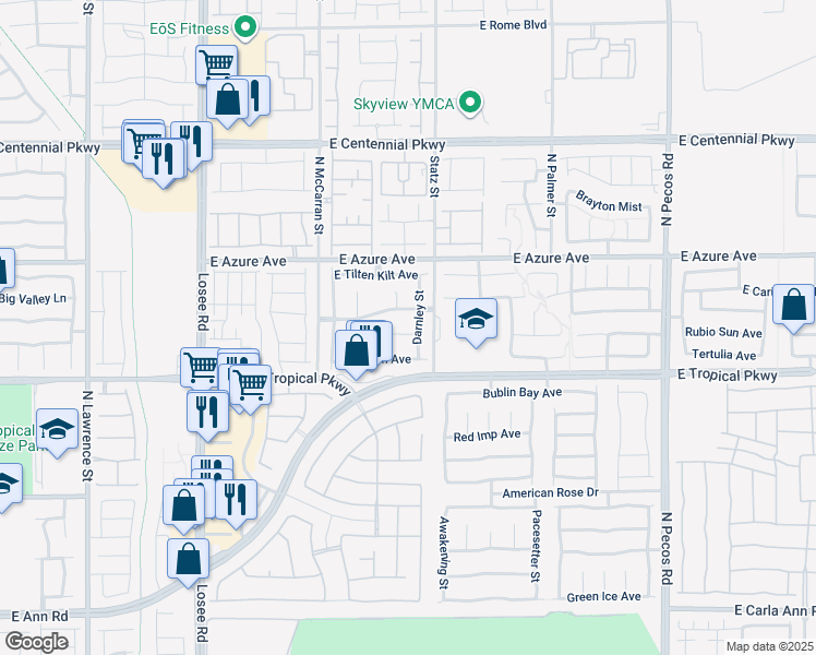 map of restaurants, bars, coffee shops, grocery stores, and more near 2921 Kildare Cove Court in North Las Vegas