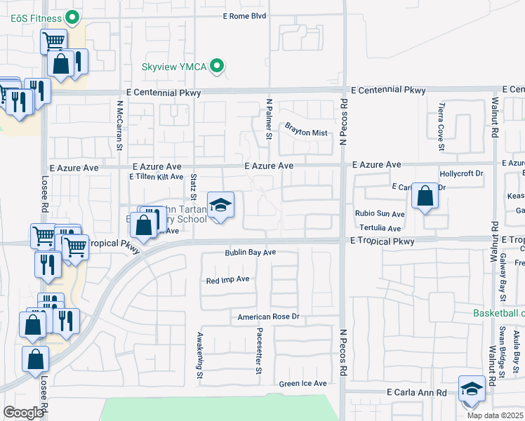 map of restaurants, bars, coffee shops, grocery stores, and more near 6040 Eganridge Court in North Las Vegas