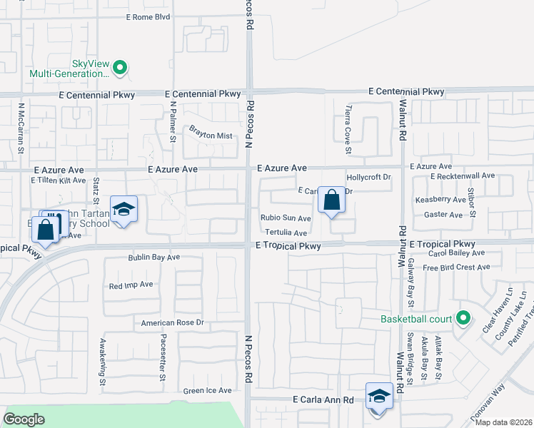 map of restaurants, bars, coffee shops, grocery stores, and more near 6021 Casa Antiqua Street in North Las Vegas