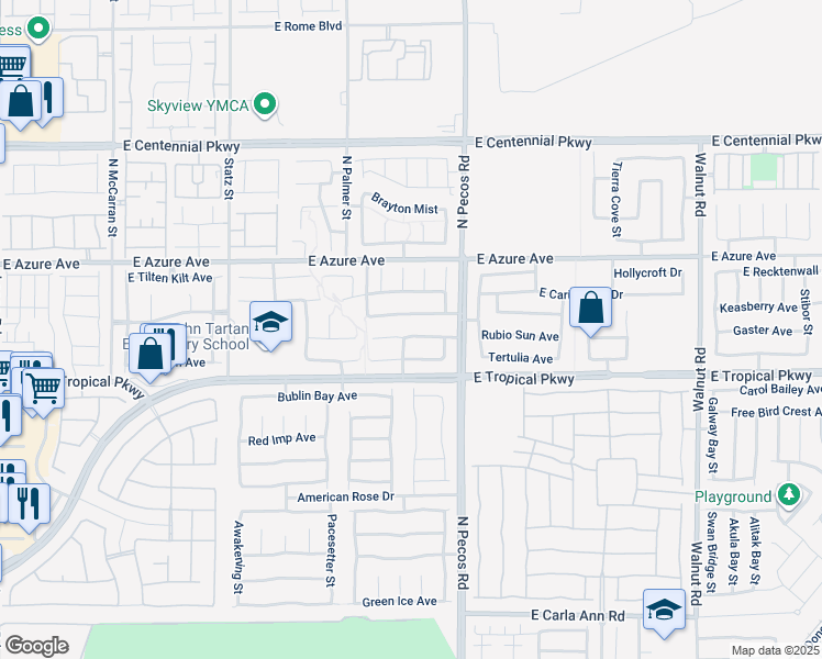 map of restaurants, bars, coffee shops, grocery stores, and more near 3329 East Palatine Hills Avenue in North Las Vegas