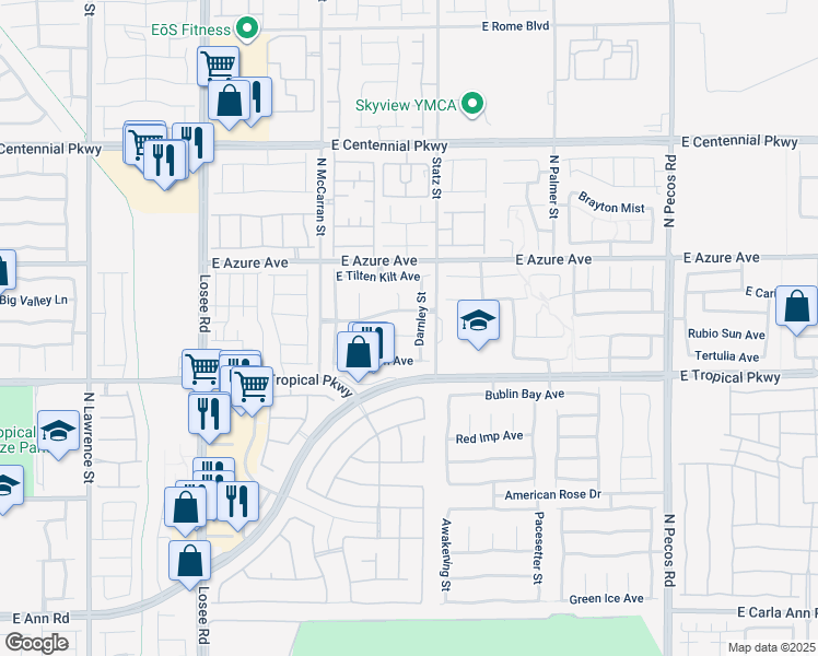 map of restaurants, bars, coffee shops, grocery stores, and more near 2921 Kildare Cove Court in North Las Vegas