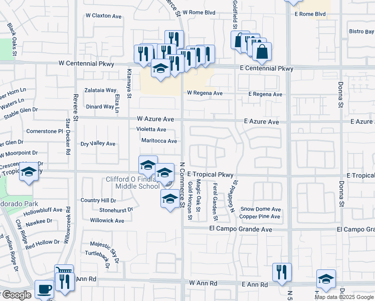map of restaurants, bars, coffee shops, grocery stores, and more near 6025 Mazeno Peak Street in North Las Vegas