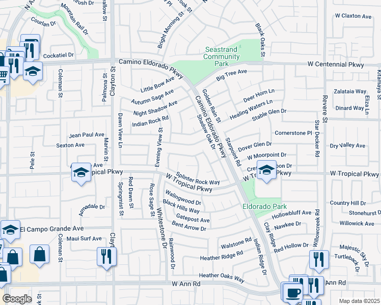 map of restaurants, bars, coffee shops, grocery stores, and more near 1604 Golden Glen Court in North Las Vegas