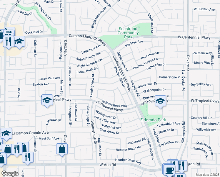 map of restaurants, bars, coffee shops, grocery stores, and more near 1604 Golden Glen Court in North Las Vegas