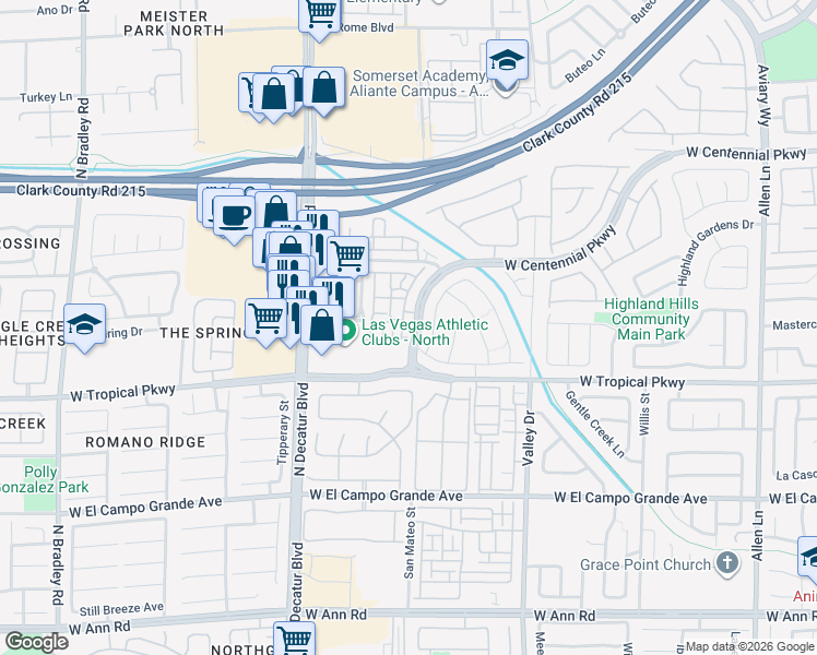 map of restaurants, bars, coffee shops, grocery stores, and more near 4513 Bell Cord Avenue in North Las Vegas