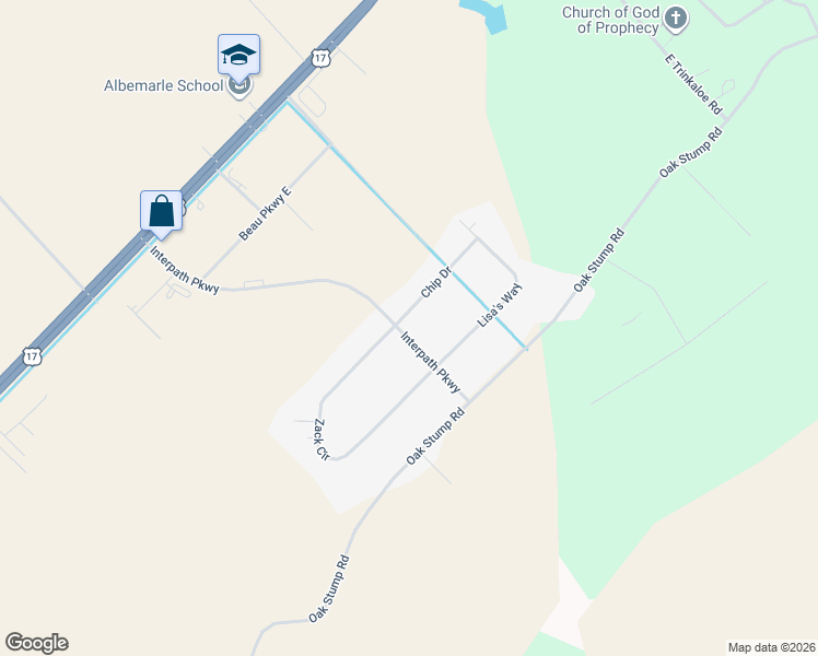 map of restaurants, bars, coffee shops, grocery stores, and more near 205 Interpath Parkway in Elizabeth City