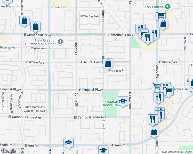 map of restaurants, bars, coffee shops, grocery stores, and more near 1208 Silver Bark Avenue in North Las Vegas