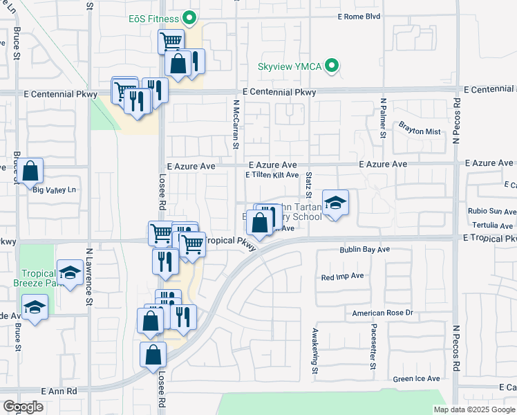 map of restaurants, bars, coffee shops, grocery stores, and more near 2771 Alderley Ridge Avenue in North Las Vegas