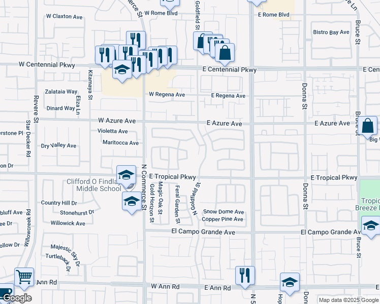 map of restaurants, bars, coffee shops, grocery stores, and more near 6046 North Hidden Summit Street in North Las Vegas