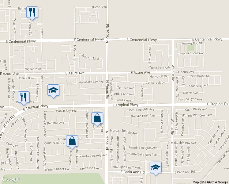 map of restaurants, bars, coffee shops, grocery stores, and more near 3524 Rubio Sun Ave in North Las Vegas