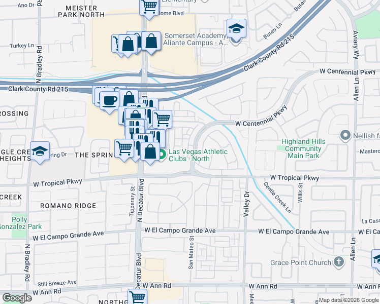 map of restaurants, bars, coffee shops, grocery stores, and more near 6044 Towboat Street in North Las Vegas