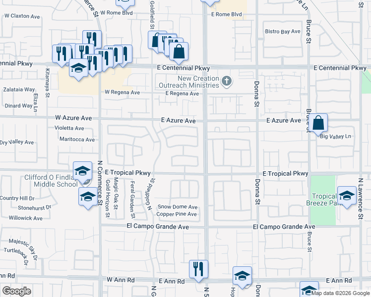 map of restaurants, bars, coffee shops, grocery stores, and more near 305 Iron Summit Avenue in North Las Vegas