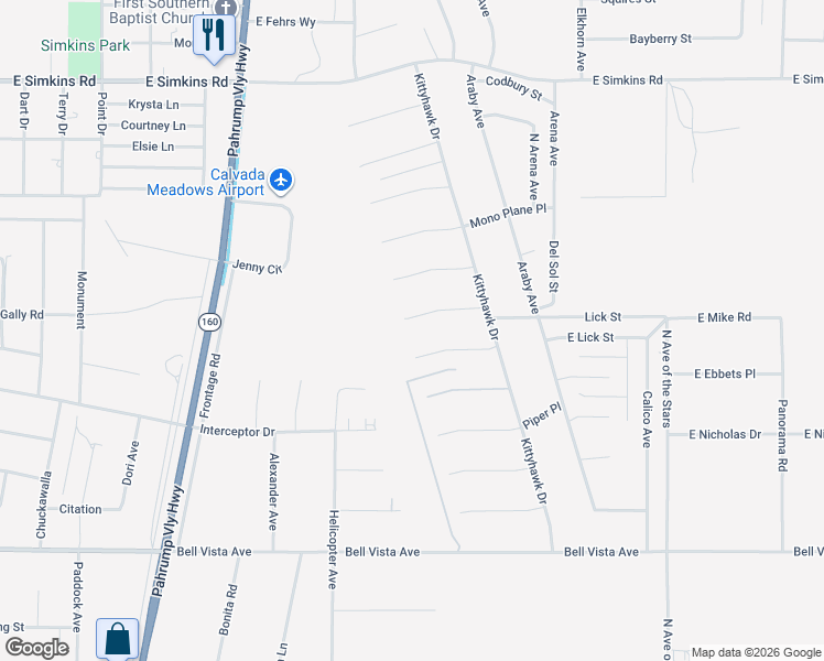map of restaurants, bars, coffee shops, grocery stores, and more near 1181 Croyden Place in Pahrump