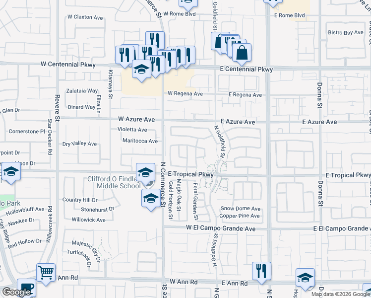 map of restaurants, bars, coffee shops, grocery stores, and more near 6025 Cragged Draw Street in North Las Vegas