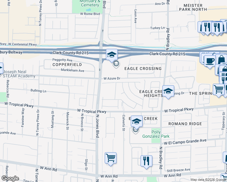 map of restaurants, bars, coffee shops, grocery stores, and more near 6024 Ocho Rios Street in Las Vegas