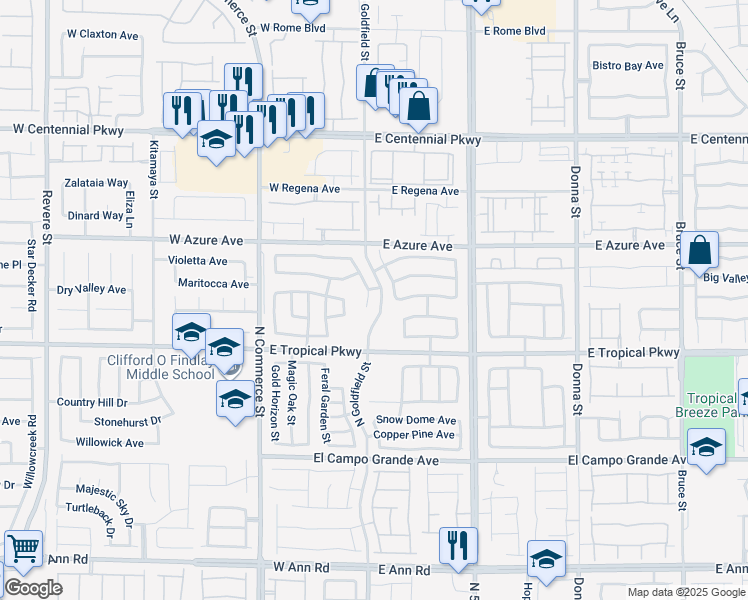 map of restaurants, bars, coffee shops, grocery stores, and more near 6084 North Silken Saddle Street in North Las Vegas