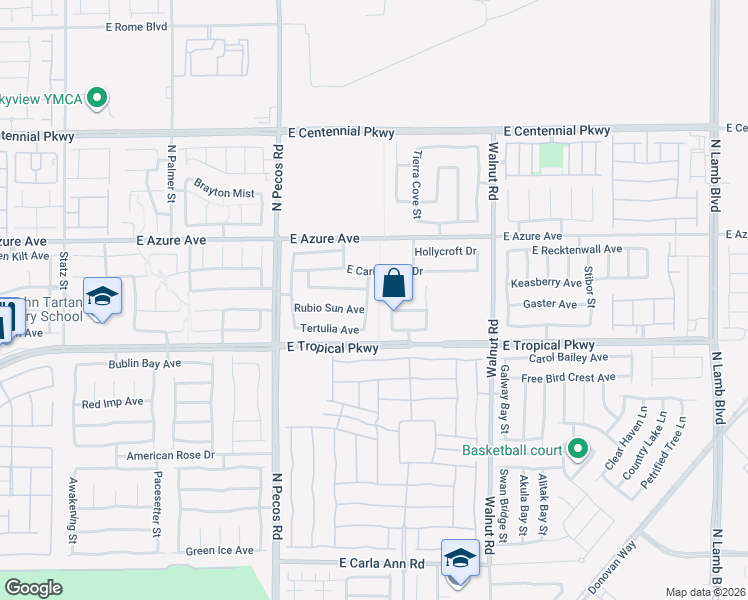 map of restaurants, bars, coffee shops, grocery stores, and more near 6052 Puesta Del Sol Street in North Las Vegas
