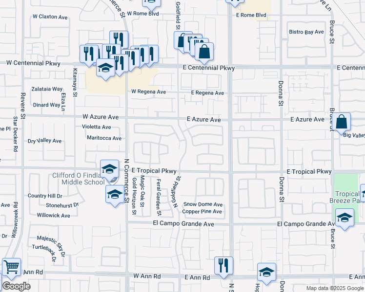 map of restaurants, bars, coffee shops, grocery stores, and more near 6084 North Silken Saddle Street in North Las Vegas