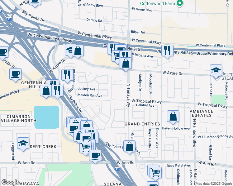 map of restaurants, bars, coffee shops, grocery stores, and more near 6040 North Monte Cristo Way in Las Vegas
