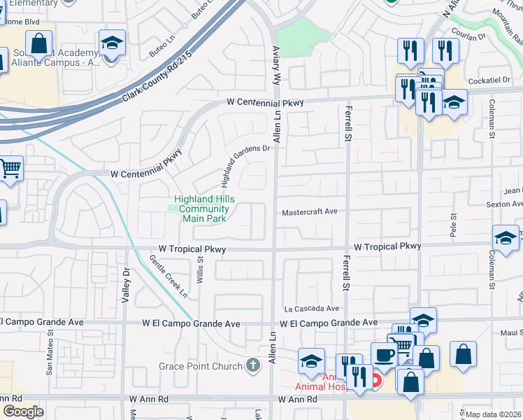 map of restaurants, bars, coffee shops, grocery stores, and more near 3716 Lillian Wood Avenue in North Las Vegas