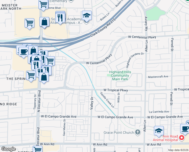 map of restaurants, bars, coffee shops, grocery stores, and more near 6059 North Black Gold Street in North Las Vegas