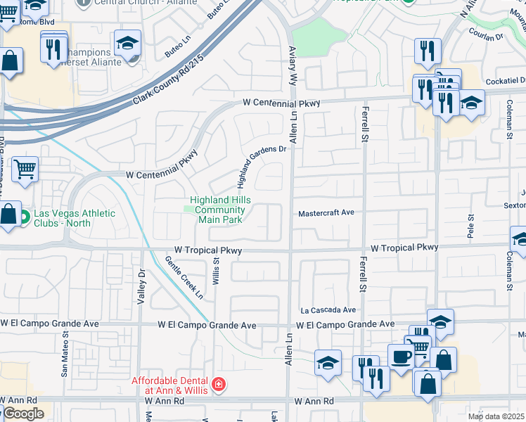 map of restaurants, bars, coffee shops, grocery stores, and more near 6105 Golden Harmony Street in North Las Vegas