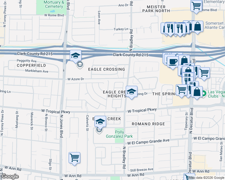 map of restaurants, bars, coffee shops, grocery stores, and more near 6133 Crystal Talon Street in Las Vegas