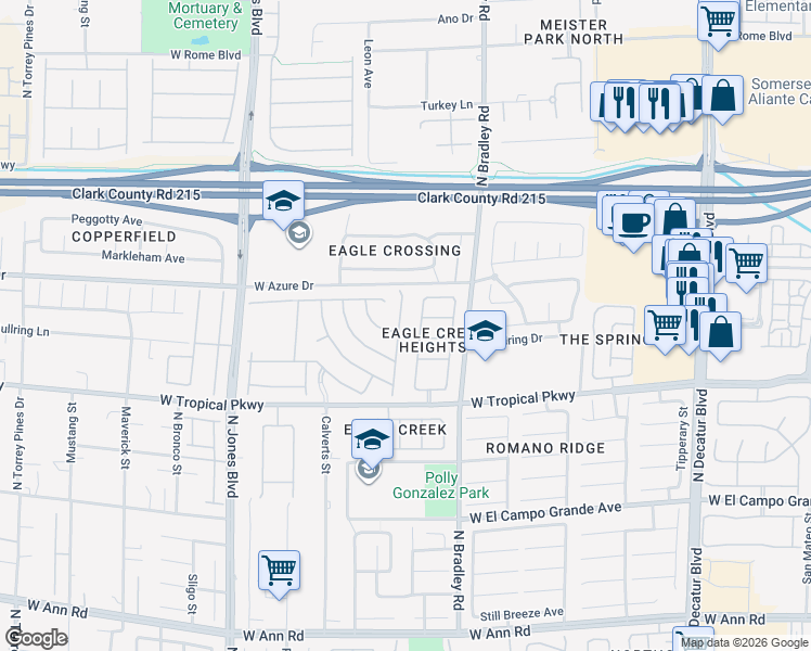 map of restaurants, bars, coffee shops, grocery stores, and more near 6133 Crystal Talon Street in Las Vegas