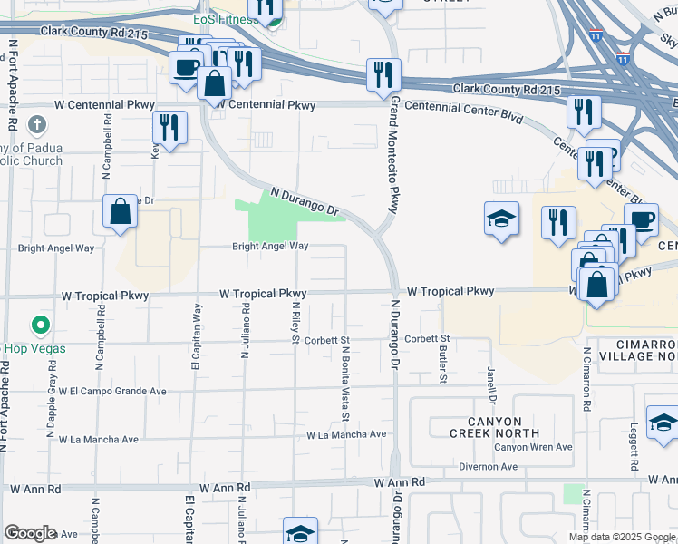map of restaurants, bars, coffee shops, grocery stores, and more near 8530 Bella Vacio Court in Las Vegas