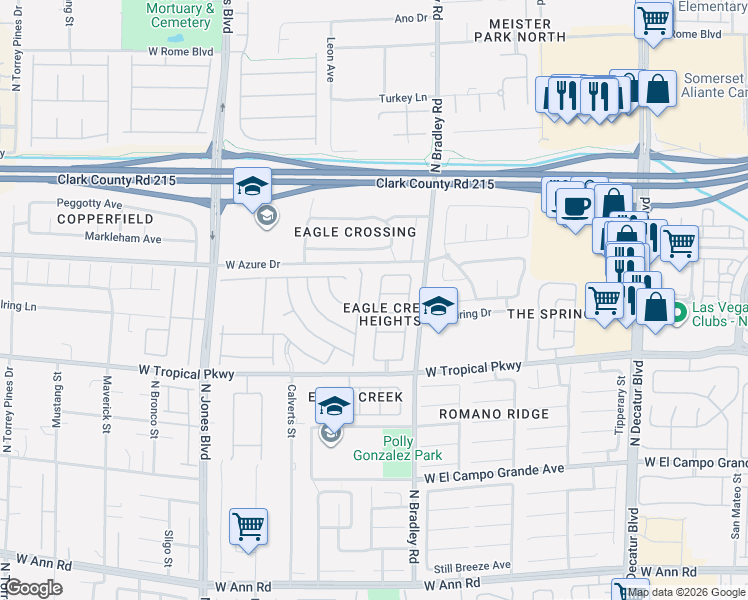 map of restaurants, bars, coffee shops, grocery stores, and more near 6133 Crystal Talon Street in Las Vegas