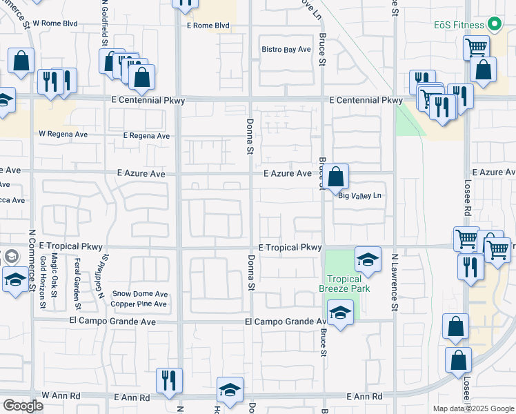 map of restaurants, bars, coffee shops, grocery stores, and more near 909 Nevada Blaze Avenue in North Las Vegas