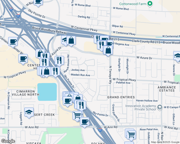 map of restaurants, bars, coffee shops, grocery stores, and more near 7321 Jockey Avenue in Las Vegas