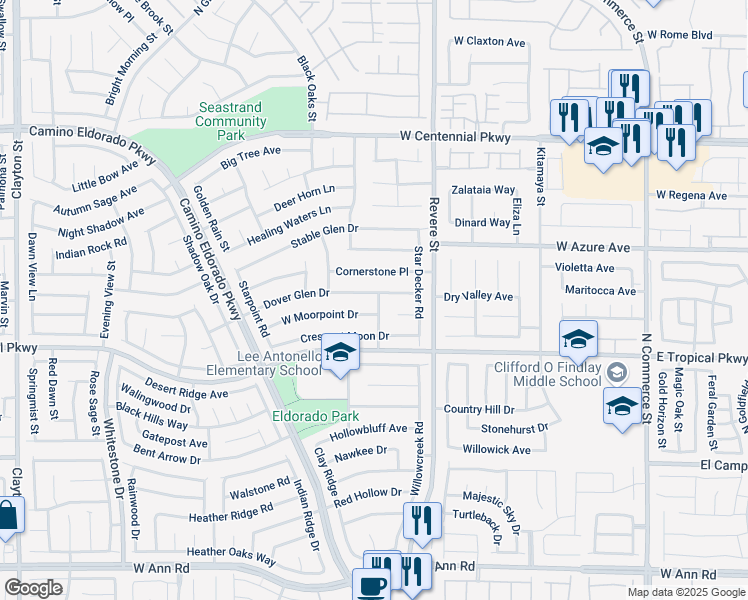 map of restaurants, bars, coffee shops, grocery stores, and more near 1003 Dover Glen Drive in North Las Vegas