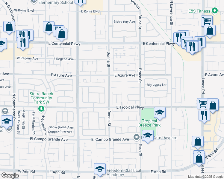 map of restaurants, bars, coffee shops, grocery stores, and more near 909 Nevada Blaze Avenue in North Las Vegas