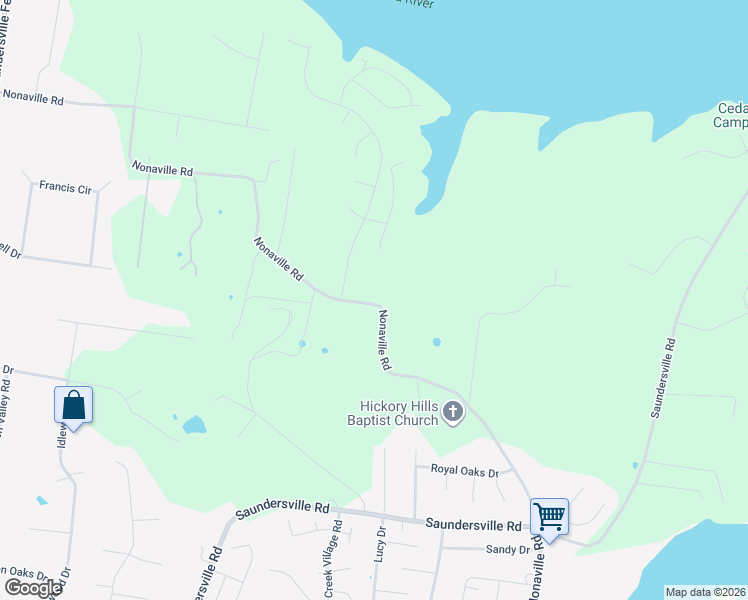 map of restaurants, bars, coffee shops, grocery stores, and more near 3183 Nonaville Road in Mount Juliet