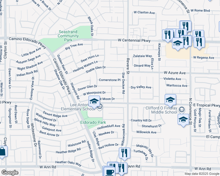 map of restaurants, bars, coffee shops, grocery stores, and more near 1003 Dover Glen Drive in North Las Vegas