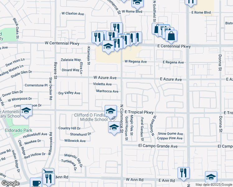 map of restaurants, bars, coffee shops, grocery stores, and more near 309 Maritocca Avenue in North Las Vegas