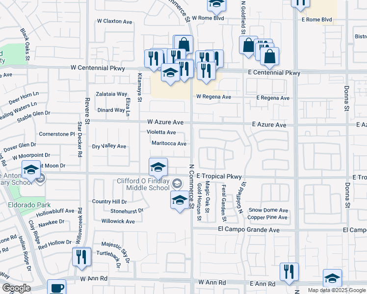 map of restaurants, bars, coffee shops, grocery stores, and more near 309 Maritocca Avenue in North Las Vegas